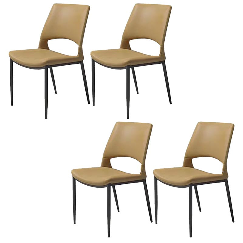 Armless Dining Chairs Contemporary Open Back Dining Side Upholstered Furniture Orange 4 Piece Set Clearhalo 'Dining Chairs' 'Dining Tables & Seating' 'dining_chair' 'furn' 'furn_dining_chair' 'Furniture' 'Kitchen & Dining Furniture' 5303613