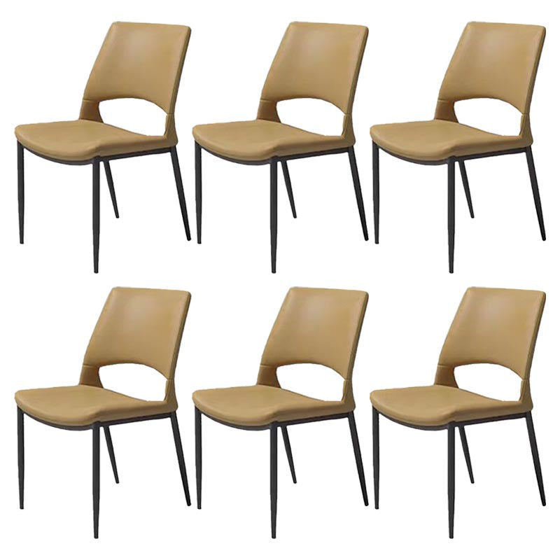 Armless Dining Chairs Contemporary Open Back Dining Side Upholstered Furniture Orange 6 Piece Set Clearhalo 'Dining Chairs' 'Dining Tables & Seating' 'dining_chair' 'furn' 'furn_dining_chair' 'Furniture' 'Kitchen & Dining Furniture' 5303614