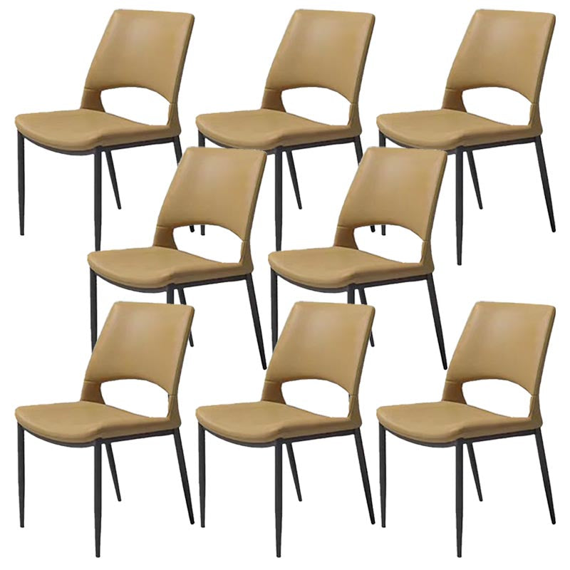 Armless Dining Chairs Contemporary Open Back Dining Side Upholstered Furniture Orange 8 Piece Set Clearhalo 'Dining Chairs' 'Dining Tables & Seating' 'dining_chair' 'furn' 'furn_dining_chair' 'Furniture' 'Kitchen & Dining Furniture' 5303615