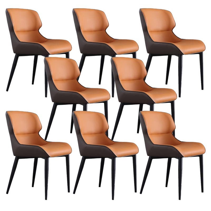 Upholstered Dining Side Chair Leather Dining Chair for Dining Room Orange 8 Piece Set Clearhalo 'Dining Chairs' 'Dining Tables & Seating' 'dining_chair' 'furn' 'furn_dining_chair' 'Furniture' 'Kitchen & Dining Furniture' 5303639