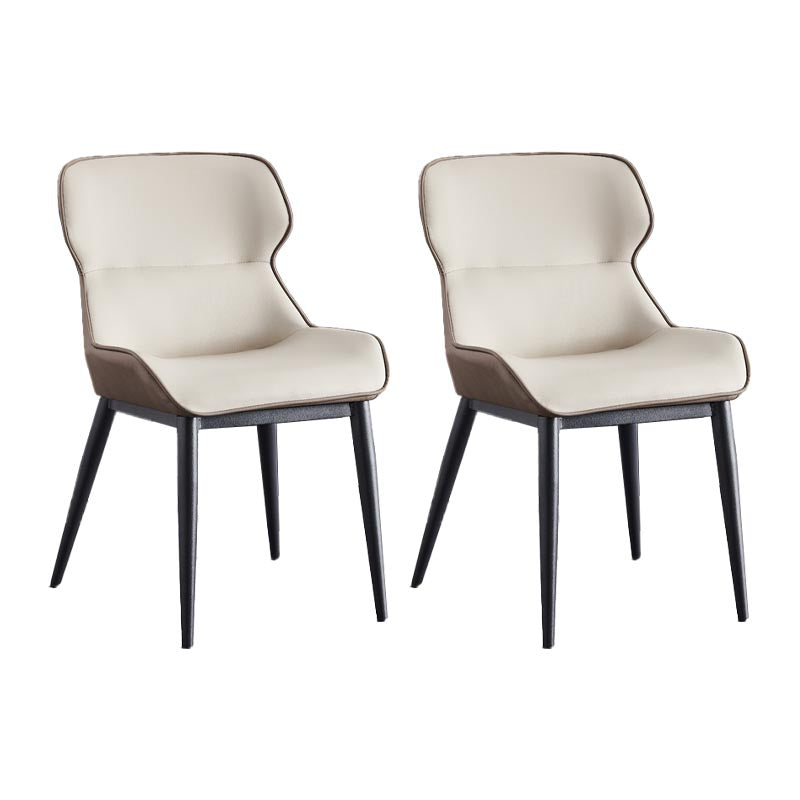 Upholstered Dining Side Chair Leather Dining Chair for Dining Room Off-White 2 Piece Set Clearhalo 'Dining Chairs' 'Dining Tables & Seating' 'dining_chair' 'furn' 'furn_dining_chair' 'Furniture' 'Kitchen & Dining Furniture' 5303642