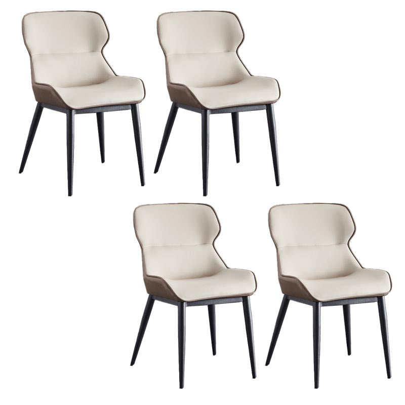 Upholstered Dining Side Chair Leather Dining Chair for Dining Room Off-White 4 Piece Set Clearhalo 'Dining Chairs' 'Dining Tables & Seating' 'dining_chair' 'furn' 'furn_dining_chair' 'Furniture' 'Kitchen & Dining Furniture' 5303644
