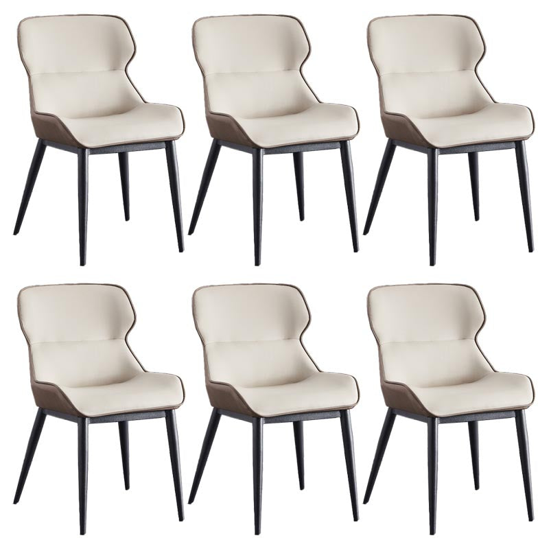 Upholstered Dining Side Chair Leather Dining Chair for Dining Room Off-White 6 Piece Set Clearhalo 'Dining Chairs' 'Dining Tables & Seating' 'dining_chair' 'furn' 'furn_dining_chair' 'Furniture' 'Kitchen & Dining Furniture' 5303645