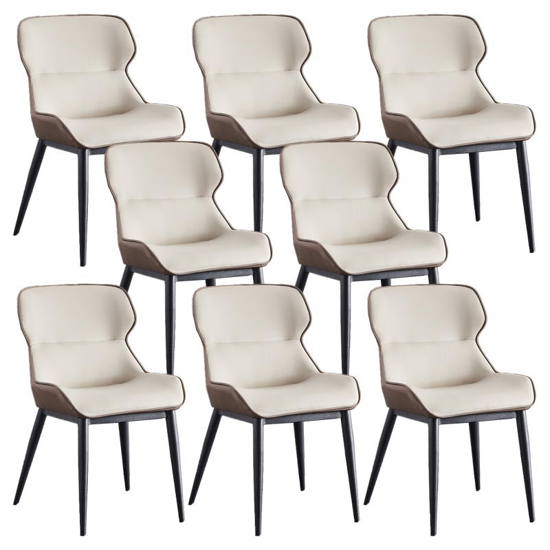 Upholstered Dining Side Chair Leather Dining Chair for Dining Room Off-White 8 Piece Set Clearhalo 'Dining Chairs' 'Dining Tables & Seating' 'dining_chair' 'furn' 'furn_dining_chair' 'Furniture' 'Kitchen & Dining Furniture' 5303646
