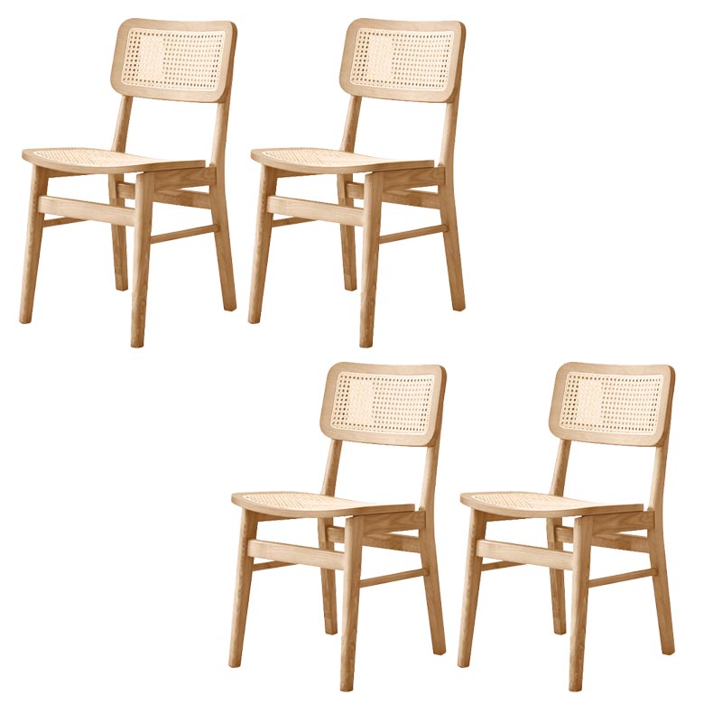 Solid Wood Side Chair Traditional Rattan Dining Chair with Wood Base Wood 4 Piece Set Clearhalo 'Dining Chairs' 'Dining Tables & Seating' 'dining_chair' 'furn' 'furn_dining_chair' 'Furniture' 'Kitchen & Dining Furniture' 5303650