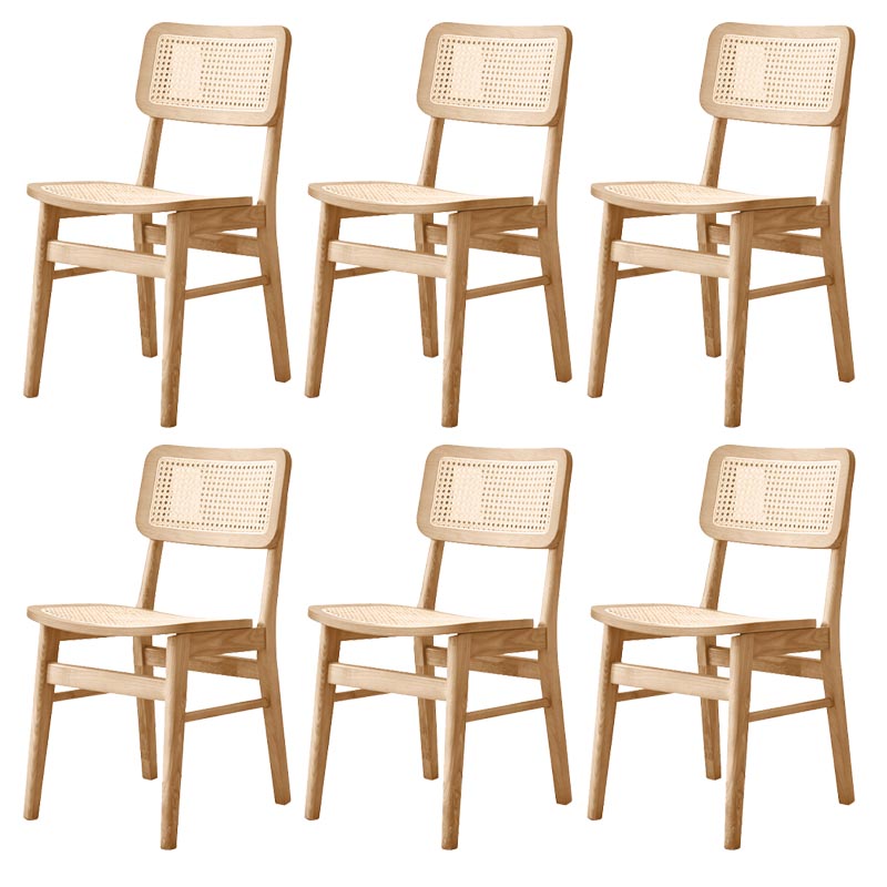 Solid Wood Side Chair Traditional Rattan Dining Chair with Wood Base Wood 6 Piece Set Clearhalo 'Dining Chairs' 'Dining Tables & Seating' 'dining_chair' 'furn' 'furn_dining_chair' 'Furniture' 'Kitchen & Dining Furniture' 5303653