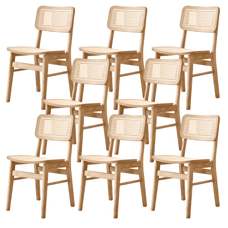 Solid Wood Side Chair Traditional Rattan Dining Chair with Wood Base Wood 8 Piece Set Clearhalo 'Dining Chairs' 'Dining Tables & Seating' 'dining_chair' 'furn' 'furn_dining_chair' 'Furniture' 'Kitchen & Dining Furniture' 5303655