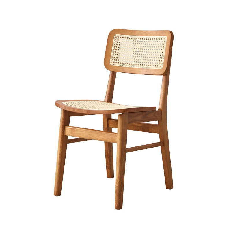 Solid Wood Side Chair Traditional Rattan Dining Chair with Wood Base Clearhalo 'Dining Chairs' 'Dining Tables & Seating' 'dining_chair' 'furn' 'furn_dining_chair' 'Furniture' 'Kitchen & Dining Furniture' 5303657