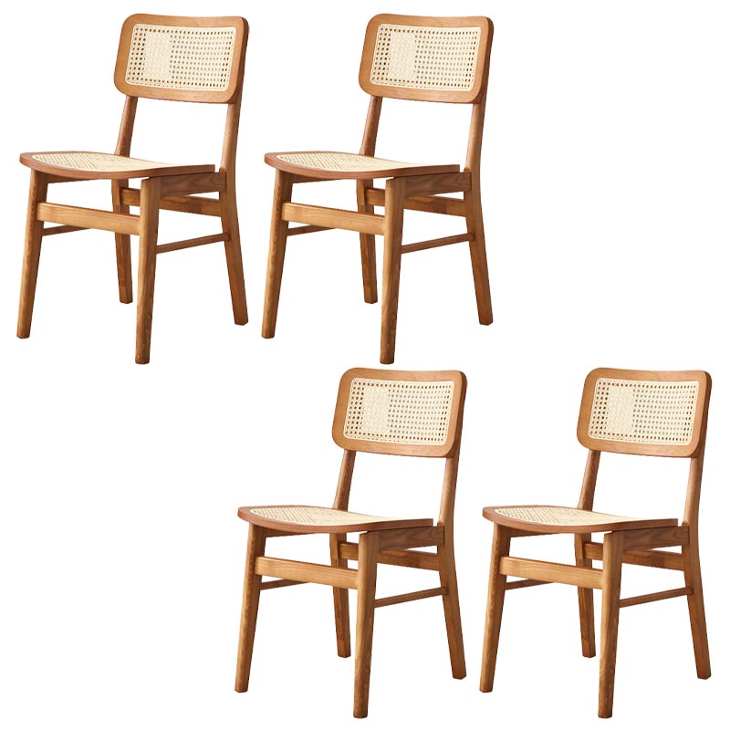 Solid Wood Side Chair Traditional Rattan Dining Chair with Wood Base Light Brown 4 Piece Set Clearhalo 'Dining Chairs' 'Dining Tables & Seating' 'dining_chair' 'furn' 'furn_dining_chair' 'Furniture' 'Kitchen & Dining Furniture' 5303658