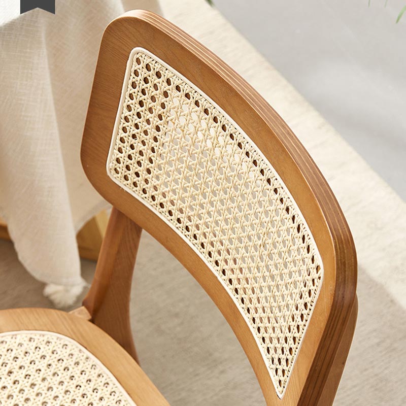 Solid Wood Side Chair Traditional Rattan Dining Chair with Wood Base Clearhalo 'Dining Chairs' 'Dining Tables & Seating' 'dining_chair' 'furn' 'furn_dining_chair' 'Furniture' 'Kitchen & Dining Furniture' 5303659