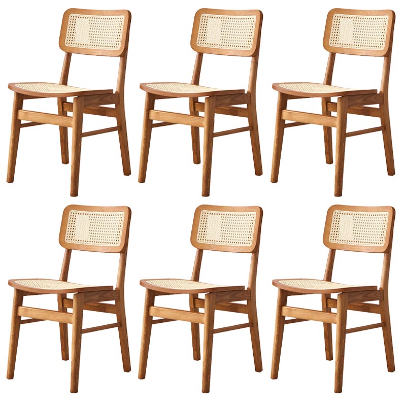 Solid Wood Side Chair Traditional Rattan Dining Chair with Wood Base Light Brown 6 Piece Set Clearhalo 'Dining Chairs' 'Dining Tables & Seating' 'dining_chair' 'furn' 'furn_dining_chair' 'Furniture' 'Kitchen & Dining Furniture' 5303660
