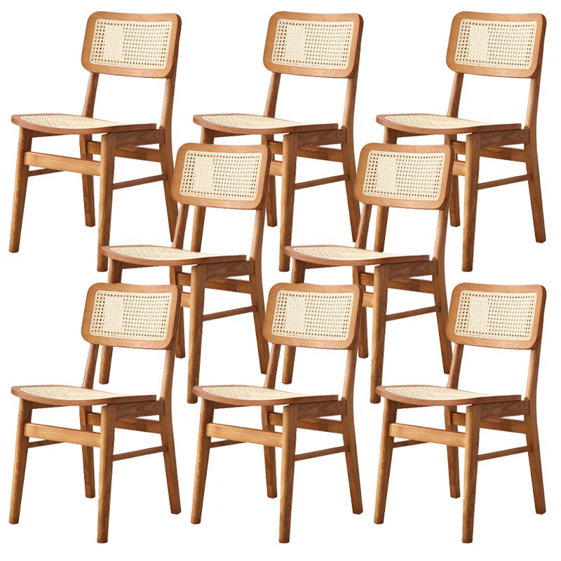 Solid Wood Side Chair Traditional Rattan Dining Chair with Wood Base Light Brown 8 Piece Set Clearhalo 'Dining Chairs' 'Dining Tables & Seating' 'dining_chair' 'furn' 'furn_dining_chair' 'Furniture' 'Kitchen & Dining Furniture' 5303663