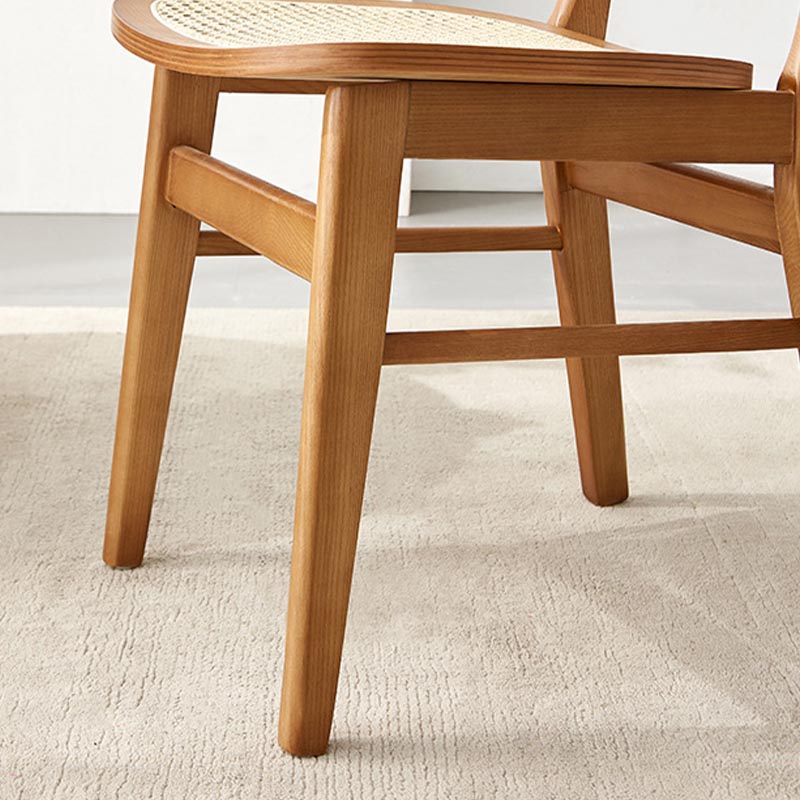 Solid Wood Side Chair Traditional Rattan Dining Chair with Wood Base Clearhalo 'Dining Chairs' 'Dining Tables & Seating' 'dining_chair' 'furn' 'furn_dining_chair' 'Furniture' 'Kitchen & Dining Furniture' 5303664