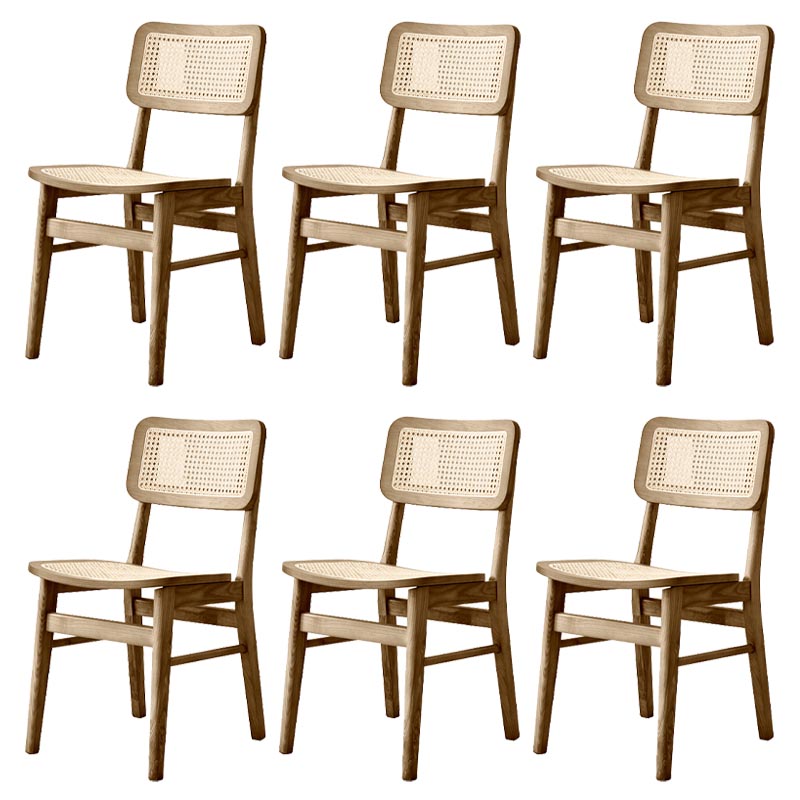 Solid Wood Side Chair Traditional Rattan Dining Chair with Wood Base Walnut 6 Piece Set Clearhalo 'Dining Chairs' 'Dining Tables & Seating' 'dining_chair' 'furn' 'furn_dining_chair' 'Furniture' 'Kitchen & Dining Furniture' 5303668