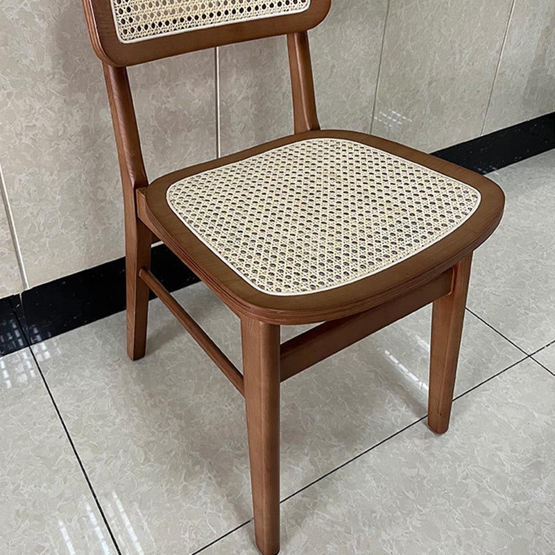 Solid Wood Side Chair Traditional Rattan Dining Chair with Wood Base Clearhalo 'Dining Chairs' 'Dining Tables & Seating' 'dining_chair' 'furn' 'furn_dining_chair' 'Furniture' 'Kitchen & Dining Furniture' 5303669