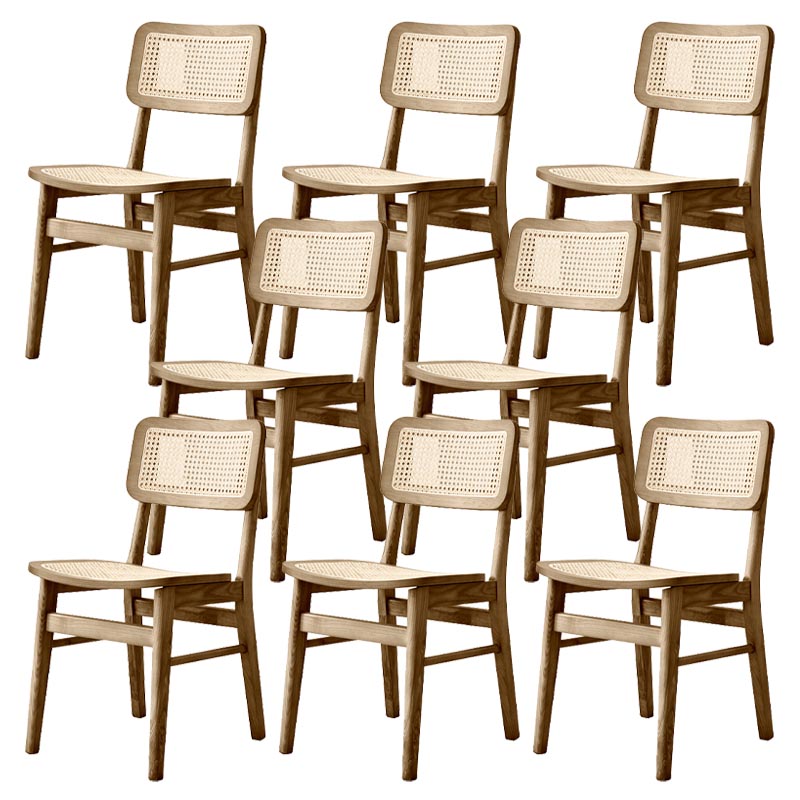 Solid Wood Side Chair Traditional Rattan Dining Chair with Wood Base Walnut 8 Piece Set Clearhalo 'Dining Chairs' 'Dining Tables & Seating' 'dining_chair' 'furn' 'furn_dining_chair' 'Furniture' 'Kitchen & Dining Furniture' 5303670