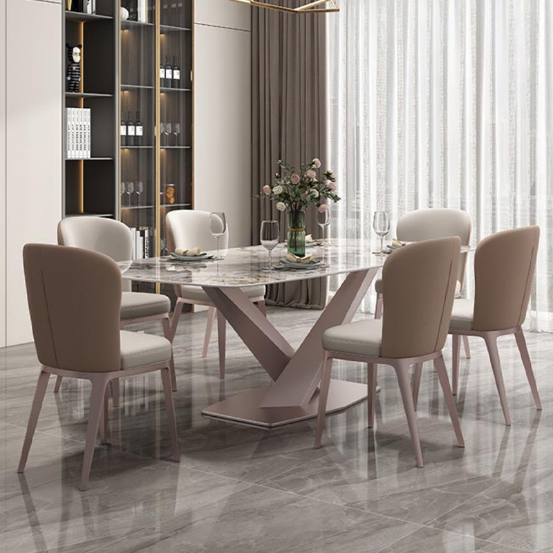 Chaise de salle à manger contemporaine en métal, meubles Parsons en finition mate pour la maison