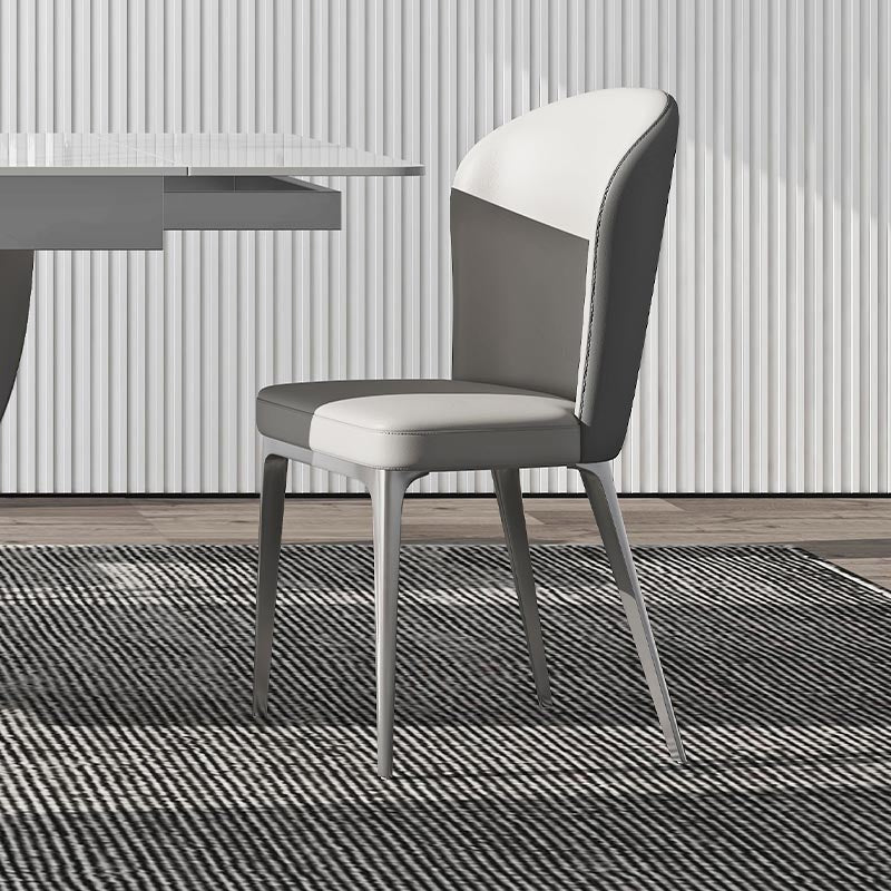 Chaise de salle à manger contemporaine en métal, meubles Parsons en finition mate pour la maison