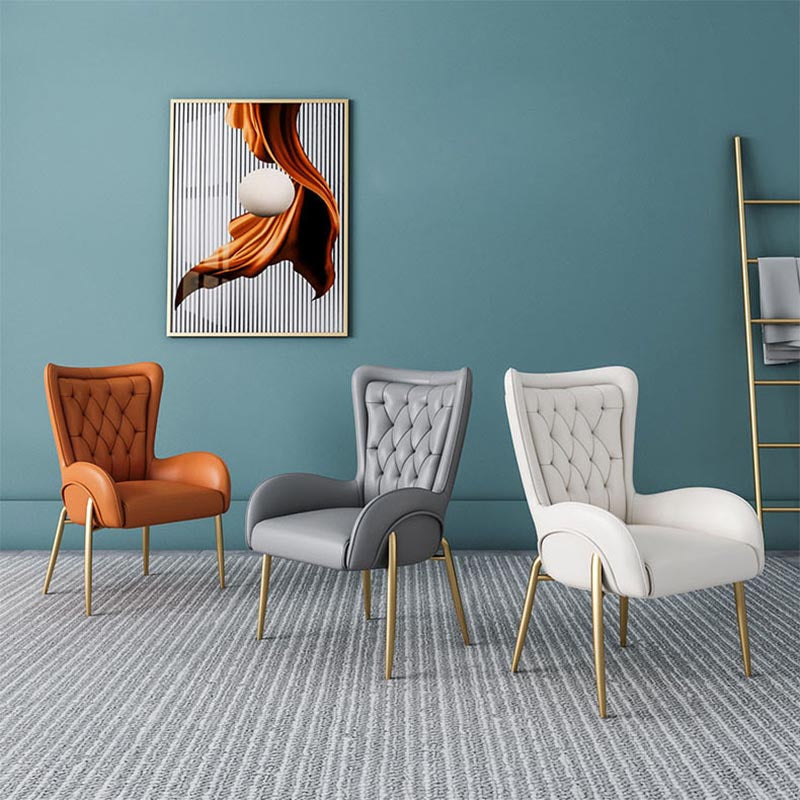 Glam Upholstered Chair Leather Arm Dining Chair with Gold Legs Clearhalo 'Dining Chairs' 'Dining Tables & Seating' 'dining_chair' 'furn' 'furn_dining_chair' 'Furniture' 'Kitchen & Dining Furniture' 5303807
