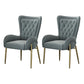 Glam Upholstered Chair Leather Arm Dining Chair with Gold Legs Grey 2 Piece Set Clearhalo 'Dining Chairs' 'Dining Tables & Seating' 'dining_chair' 'furn' 'furn_dining_chair' 'Furniture' 'Kitchen & Dining Furniture' 5303808