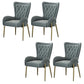 Glam Upholstered Chair Leather Arm Dining Chair with Gold Legs Grey 4 Piece Set Clearhalo 'Dining Chairs' 'Dining Tables & Seating' 'dining_chair' 'furn' 'furn_dining_chair' 'Furniture' 'Kitchen & Dining Furniture' 5303809