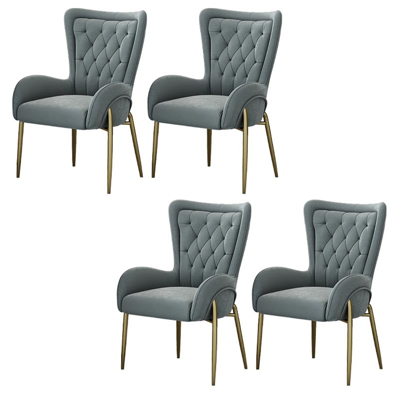 Glam Upholstered Chair Leather Arm Dining Chair with Gold Legs Grey 4 Piece Set Clearhalo 'Dining Chairs' 'Dining Tables & Seating' 'dining_chair' 'furn' 'furn_dining_chair' 'Furniture' 'Kitchen & Dining Furniture' 5303809
