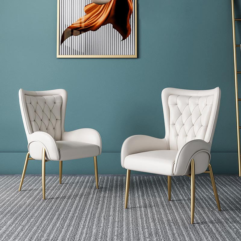Glam Upholstered Chair Leather Arm Dining Chair with Gold Legs Clearhalo 'Dining Chairs' 'Dining Tables & Seating' 'dining_chair' 'furn' 'furn_dining_chair' 'Furniture' 'Kitchen & Dining Furniture' 5303810