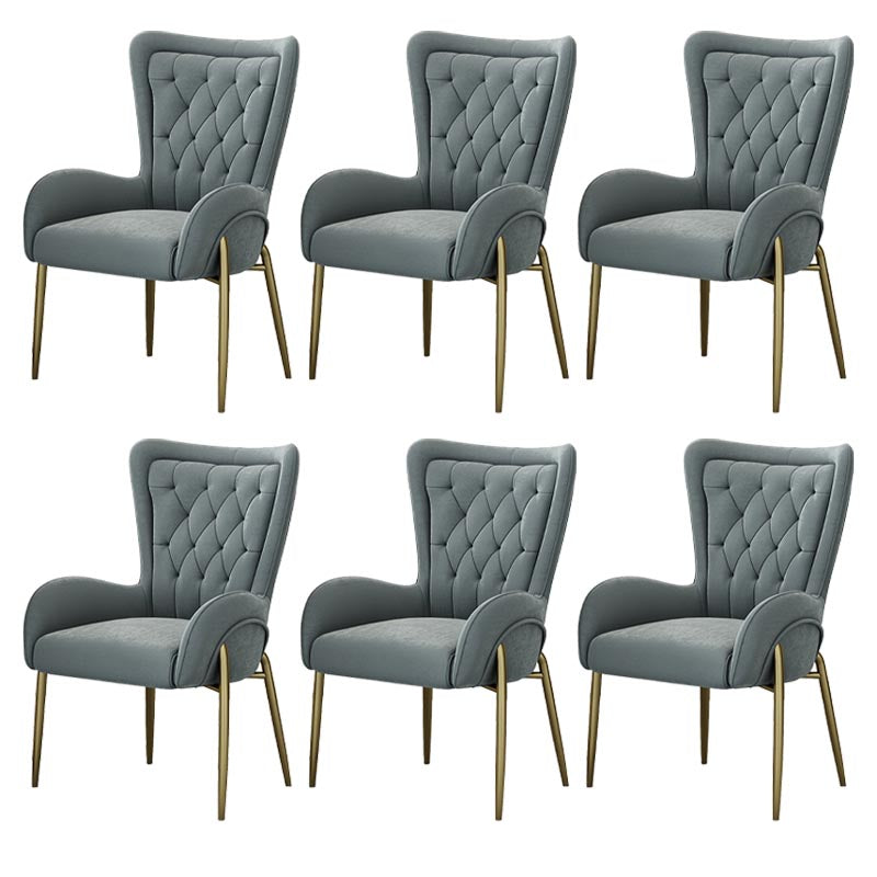 Glam Upholstered Chair Leather Arm Dining Chair with Gold Legs Grey 6 Piece Set Clearhalo 'Dining Chairs' 'Dining Tables & Seating' 'dining_chair' 'furn' 'furn_dining_chair' 'Furniture' 'Kitchen & Dining Furniture' 5303811