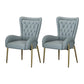 Glam Upholstered Chair Leather Arm Dining Chair with Gold Legs Light Gray 2 Piece Set Clearhalo 'Dining Chairs' 'Dining Tables & Seating' 'dining_chair' 'furn' 'furn_dining_chair' 'Furniture' 'Kitchen & Dining Furniture' 5303815