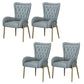 Glam Upholstered Chair Leather Arm Dining Chair with Gold Legs Light Gray 4 Piece Set Clearhalo 'Dining Chairs' 'Dining Tables & Seating' 'dining_chair' 'furn' 'furn_dining_chair' 'Furniture' 'Kitchen & Dining Furniture' 5303817