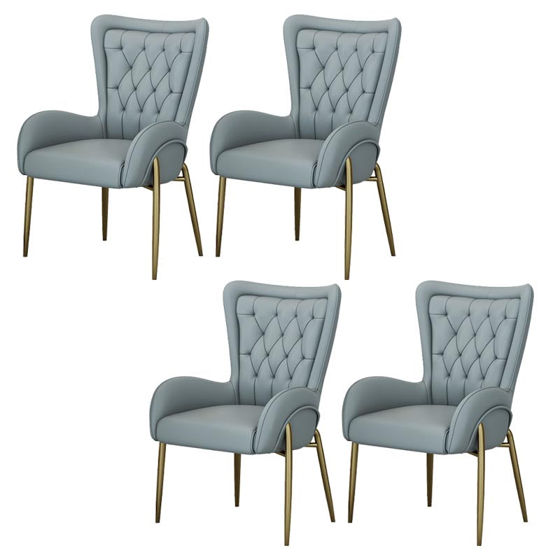 Glam Upholstered Chair Leather Arm Dining Chair with Gold Legs Light Gray 4 Piece Set Clearhalo 'Dining Chairs' 'Dining Tables & Seating' 'dining_chair' 'furn' 'furn_dining_chair' 'Furniture' 'Kitchen & Dining Furniture' 5303817