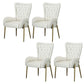 Glam Upholstered Chair Leather Arm Dining Chair with Gold Legs Off-White 4 Piece Set Clearhalo 'Dining Chairs' 'Dining Tables & Seating' 'dining_chair' 'furn' 'furn_dining_chair' 'Furniture' 'Kitchen & Dining Furniture' 5303826