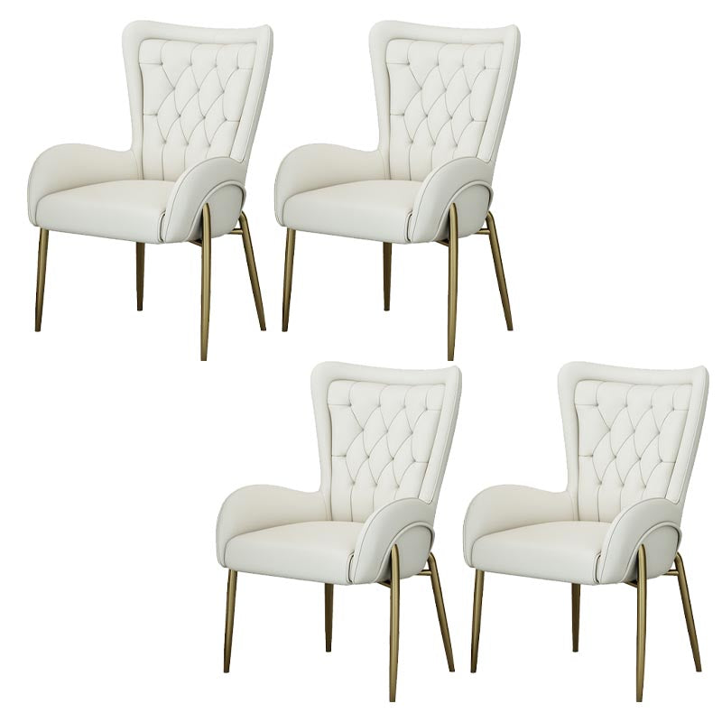 Glam Upholstered Chair Leather Arm Dining Chair with Gold Legs Off-White 4 Piece Set Clearhalo 'Dining Chairs' 'Dining Tables & Seating' 'dining_chair' 'furn' 'furn_dining_chair' 'Furniture' 'Kitchen & Dining Furniture' 5303826