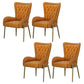 Glam Upholstered Chair Leather Arm Dining Chair with Gold Legs Orange 4 Piece Set Clearhalo 'Dining Chairs' 'Dining Tables & Seating' 'dining_chair' 'furn' 'furn_dining_chair' 'Furniture' 'Kitchen & Dining Furniture' 5303833