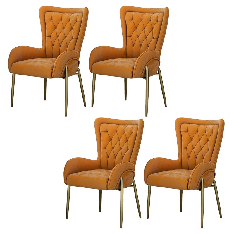 Glam Upholstered Chair Leather Arm Dining Chair with Gold Legs Orange 4 Piece Set Clearhalo 'Dining Chairs' 'Dining Tables & Seating' 'dining_chair' 'furn' 'furn_dining_chair' 'Furniture' 'Kitchen & Dining Furniture' 5303833