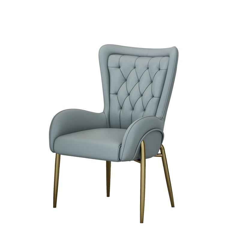 Glam Upholstered Chair Leather Arm Dining Chair with Gold Legs Clearhalo 'Dining Chairs' 'Dining Tables & Seating' 'dining_chair' 'furn' 'furn_dining_chair' 'Furniture' 'Kitchen & Dining Furniture' 5303834