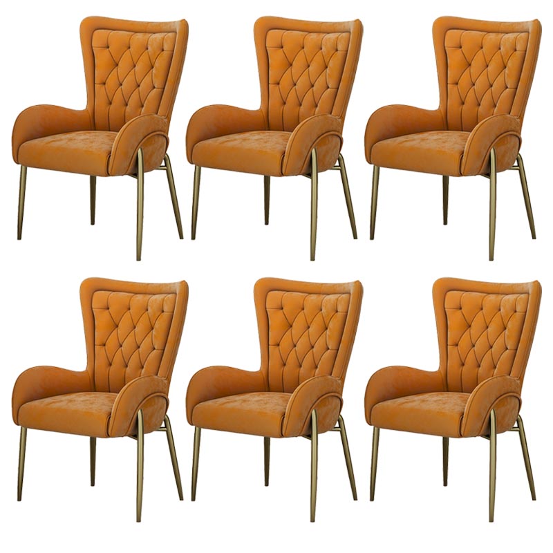 Glam Upholstered Chair Leather Arm Dining Chair with Gold Legs Orange 6 Piece Set Clearhalo 'Dining Chairs' 'Dining Tables & Seating' 'dining_chair' 'furn' 'furn_dining_chair' 'Furniture' 'Kitchen & Dining Furniture' 5303835