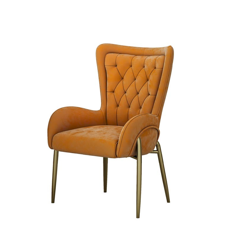 Glam Upholstered Chair Leather Arm Dining Chair with Gold Legs Clearhalo 'Dining Chairs' 'Dining Tables & Seating' 'dining_chair' 'furn' 'furn_dining_chair' 'Furniture' 'Kitchen & Dining Furniture' 5303836