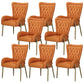 Glam Upholstered Chair Leather Arm Dining Chair with Gold Legs Orange 8 Piece Set Clearhalo 'Dining Chairs' 'Dining Tables & Seating' 'dining_chair' 'furn' 'furn_dining_chair' 'Furniture' 'Kitchen & Dining Furniture' 5303841