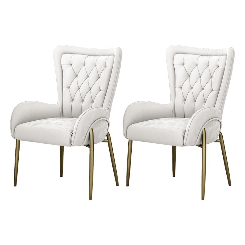 Glam Upholstered Chair Leather Arm Dining Chair with Gold Legs White 2 Piece Set Clearhalo 'Dining Chairs' 'Dining Tables & Seating' 'dining_chair' 'furn' 'furn_dining_chair' 'Furniture' 'Kitchen & Dining Furniture' 5303842