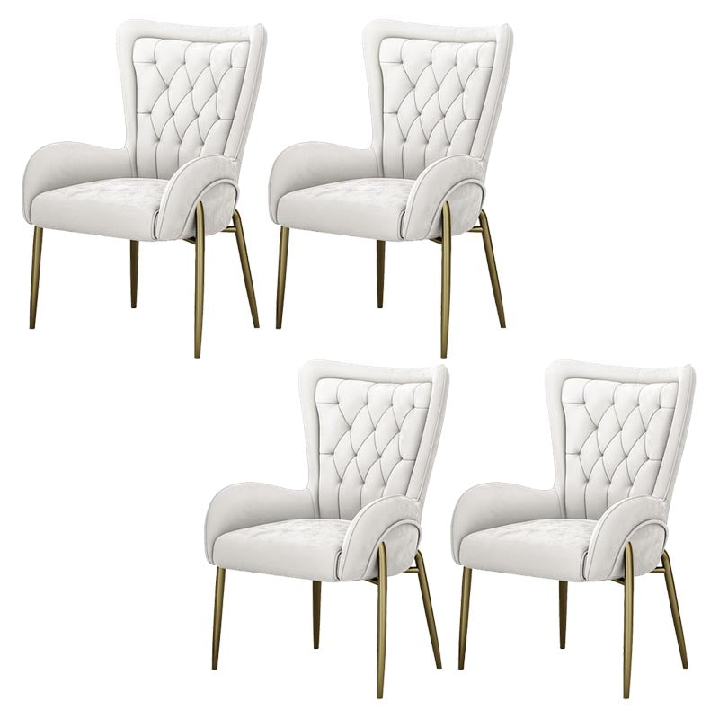 Glam Upholstered Chair Leather Arm Dining Chair with Gold Legs White 4 Piece Set Clearhalo 'Dining Chairs' 'Dining Tables & Seating' 'dining_chair' 'furn' 'furn_dining_chair' 'Furniture' 'Kitchen & Dining Furniture' 5303843