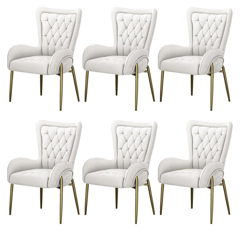 Glam Upholstered Chair Leather Arm Dining Chair with Gold Legs White 6 Piece Set Clearhalo 'Dining Chairs' 'Dining Tables & Seating' 'dining_chair' 'furn' 'furn_dining_chair' 'Furniture' 'Kitchen & Dining Furniture' 5303844