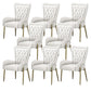 Glam Upholstered Chair Leather Arm Dining Chair with Gold Legs White 8 Piece Set Clearhalo 'Dining Chairs' 'Dining Tables & Seating' 'dining_chair' 'furn' 'furn_dining_chair' 'Furniture' 'Kitchen & Dining Furniture' 5303845