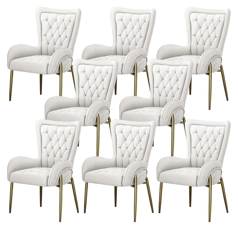 Glam Upholstered Chair Leather Arm Dining Chair with Gold Legs White 8 Piece Set Clearhalo 'Dining Chairs' 'Dining Tables & Seating' 'dining_chair' 'furn' 'furn_dining_chair' 'Furniture' 'Kitchen & Dining Furniture' 5303845
