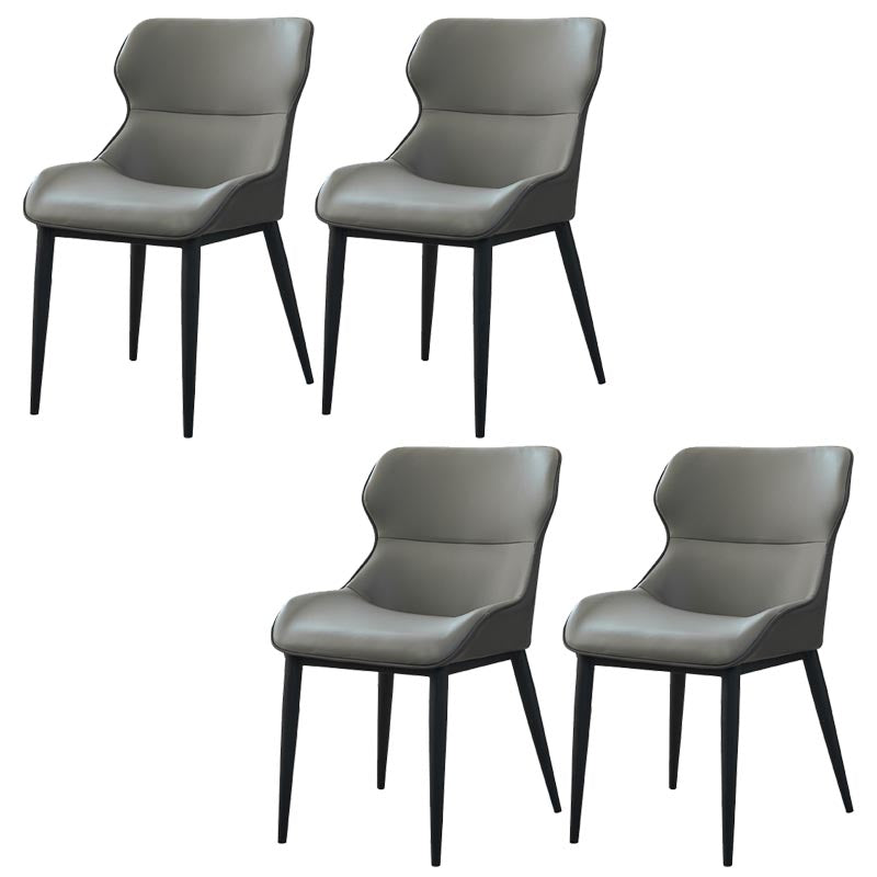 Leder Essnetzstuhl moderne gepolsterte Essstuhl mit schwarzen Beinen