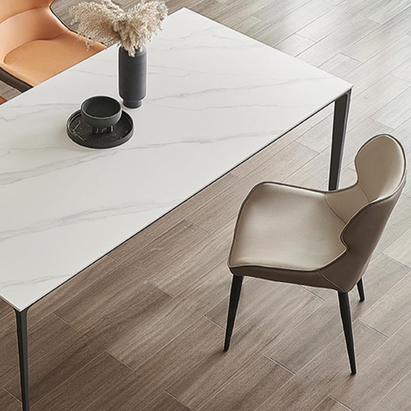 Leder Essnetzstuhl moderne gepolsterte Essstuhl mit schwarzen Beinen