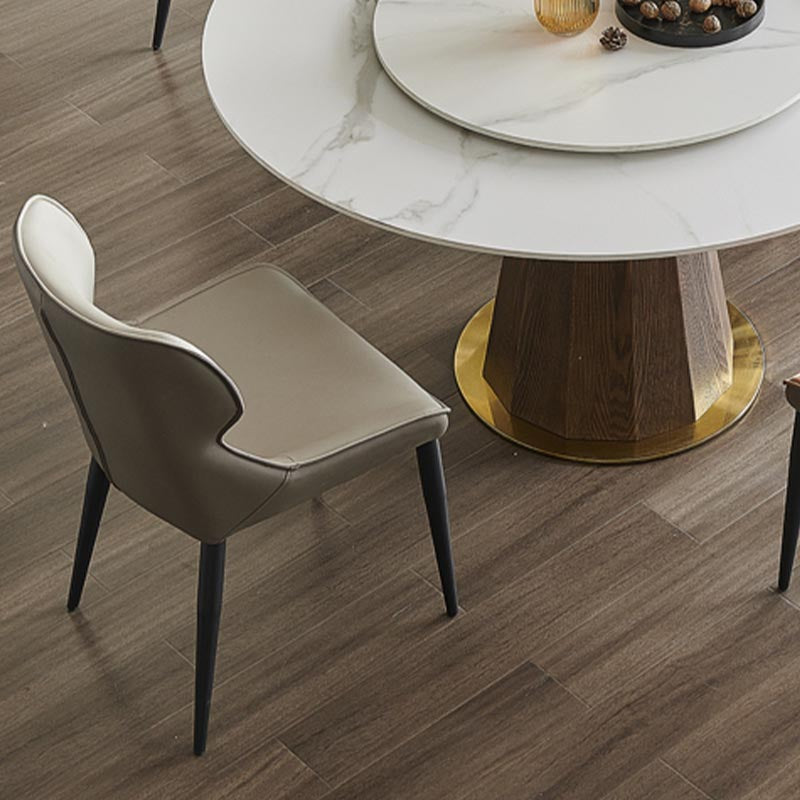 Leder Essnetzstuhl moderne gepolsterte Essstuhl mit schwarzen Beinen