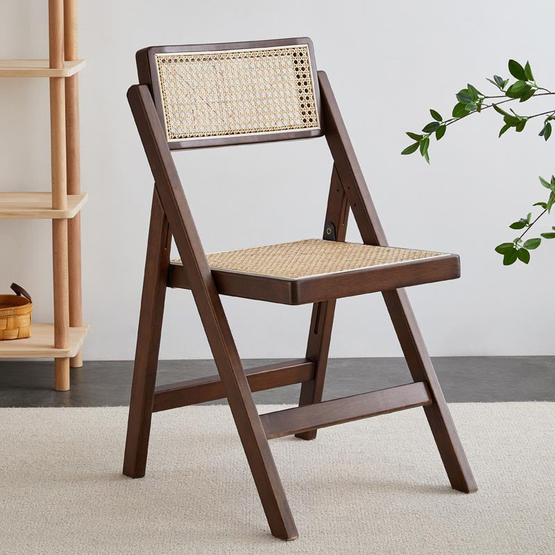 Traditional Folding Rattan Side Chair Wood Dining Side Chair Clearhalo 'Dining Chairs' 'Dining Tables & Seating' 'dining_chair' 'furn' 'furn_dining_chair' 'Furniture' 'Kitchen & Dining Furniture' 5304024