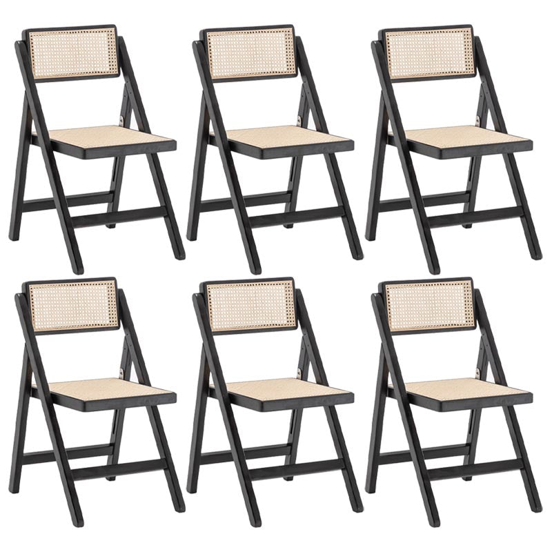 Traditional Folding Rattan Side Chair Wood Dining Side Chair Black 6 Piece Set Clearhalo 'Dining Chairs' 'Dining Tables & Seating' 'dining_chair' 'furn' 'furn_dining_chair' 'Furniture' 'Kitchen & Dining Furniture' 5304025