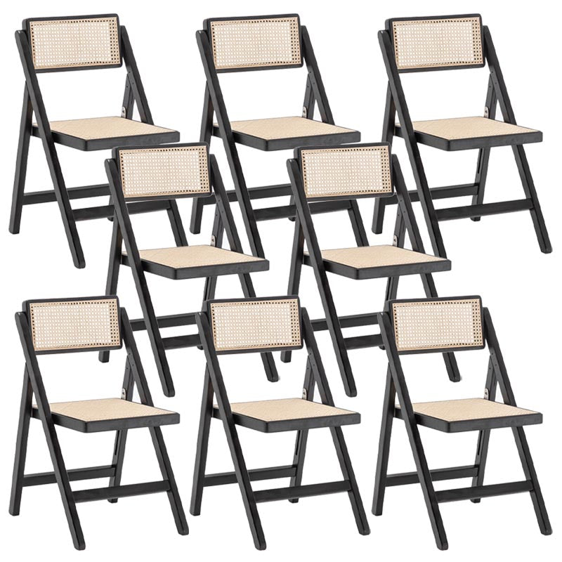 Traditional Folding Rattan Side Chair Wood Dining Side Chair Black 8 Piece Set Clearhalo 'Dining Chairs' 'Dining Tables & Seating' 'dining_chair' 'furn' 'furn_dining_chair' 'Furniture' 'Kitchen & Dining Furniture' 5304028